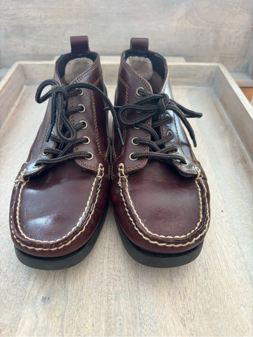 Wmn‎ eastland Seneca Lace-Up Leather Moc Toe Boots limited edition Brown Sz 7.5